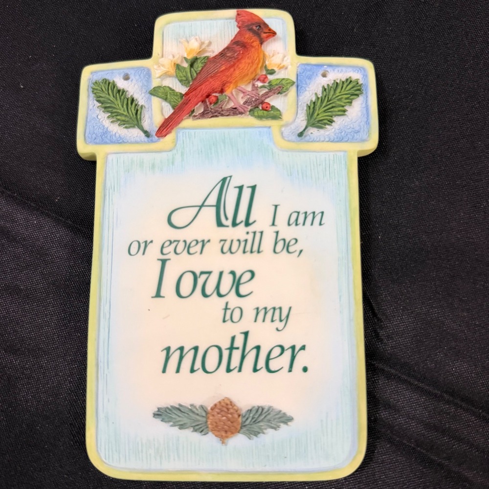 Enesco Signs of the Times 2002 Cardinal Mother Resin Wall Plaque